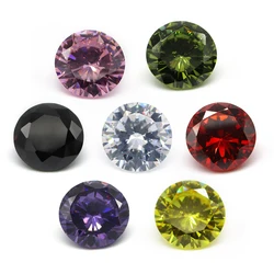 20pcs/lot 5A Quality 3.0~20mm Round Cut Black, Garnet, Pink, White Cubic Zirconia Stone Loose Synthetic CZ Gems For Jewelry