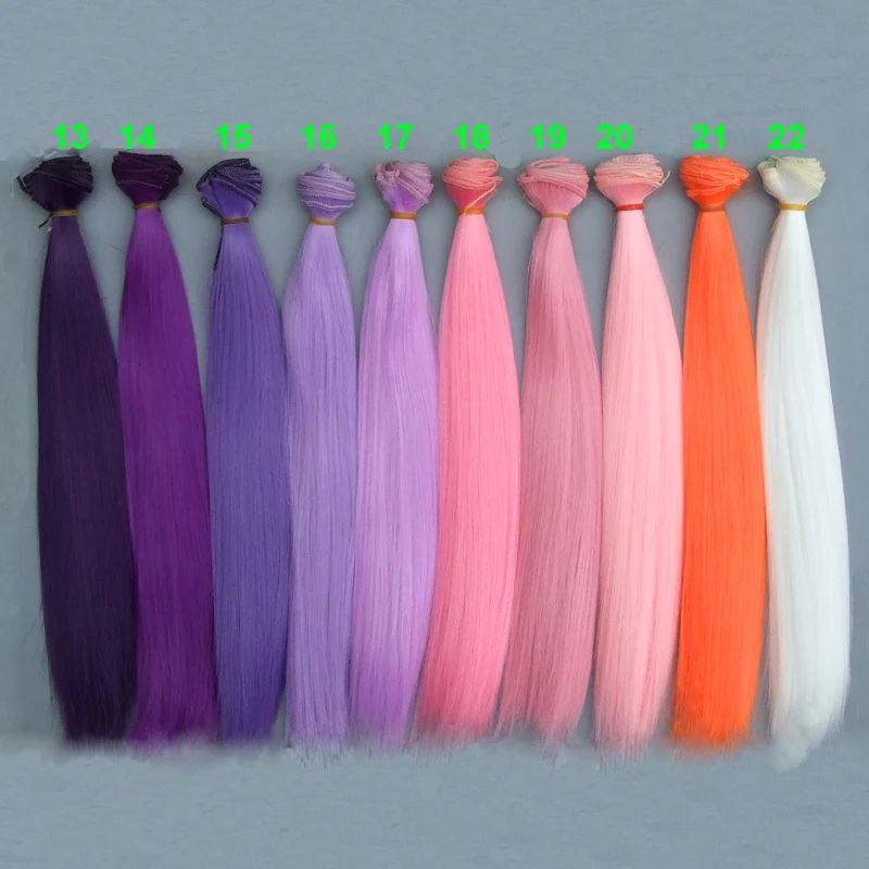 30cm long strraight doll hair Pink white brown purple color orange white color straight BJD Hair diy gifts doll wigs