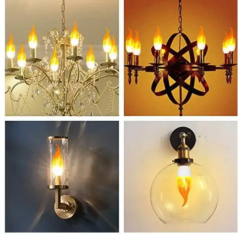 Bombillas LED de llama parpadeante para candelabro E12 E14 E27 – Paquete de 8