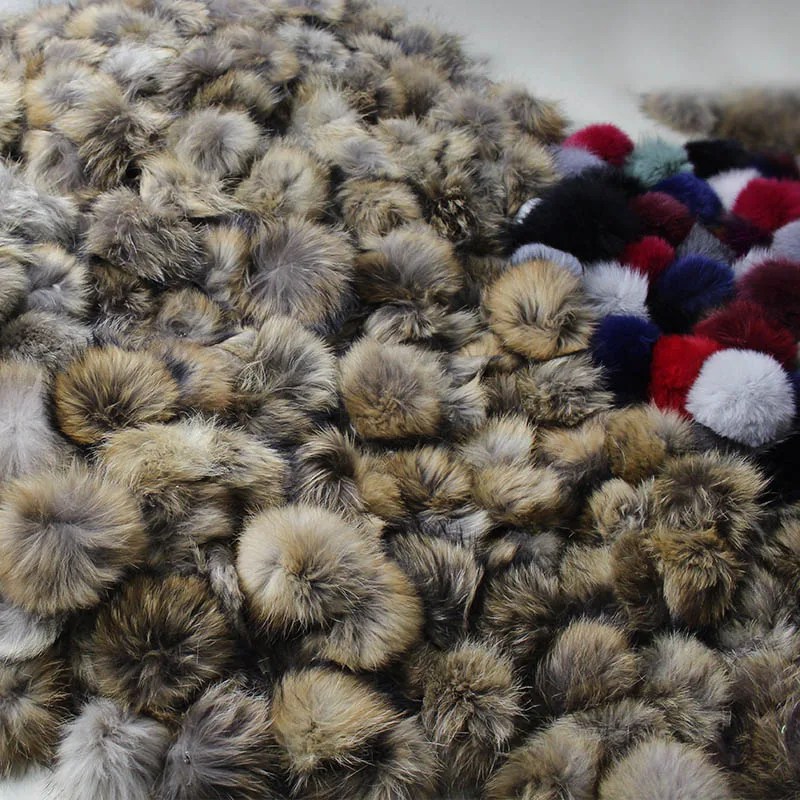 Real Natural Raccoon Fox Fur Pompoms Fur Balls For Knitted Hat Cap Beanies Skullies and Keychain and Scarves Real Fur Pom poms