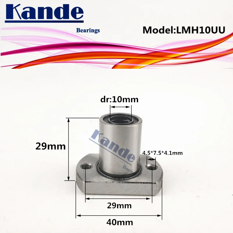 Kande Bearings LMH10UU LMH10  2pcs/lot LMH10 UU Oval Flange Linear Ball Bearing dr:10mm