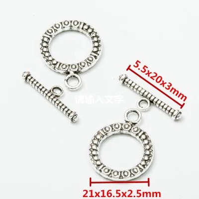 10set/lot Alloy Metal Toggle Clasps Findings For Necklaces Antique Silver Color End Clasps Connectors Hooks DIY Jewelry Making