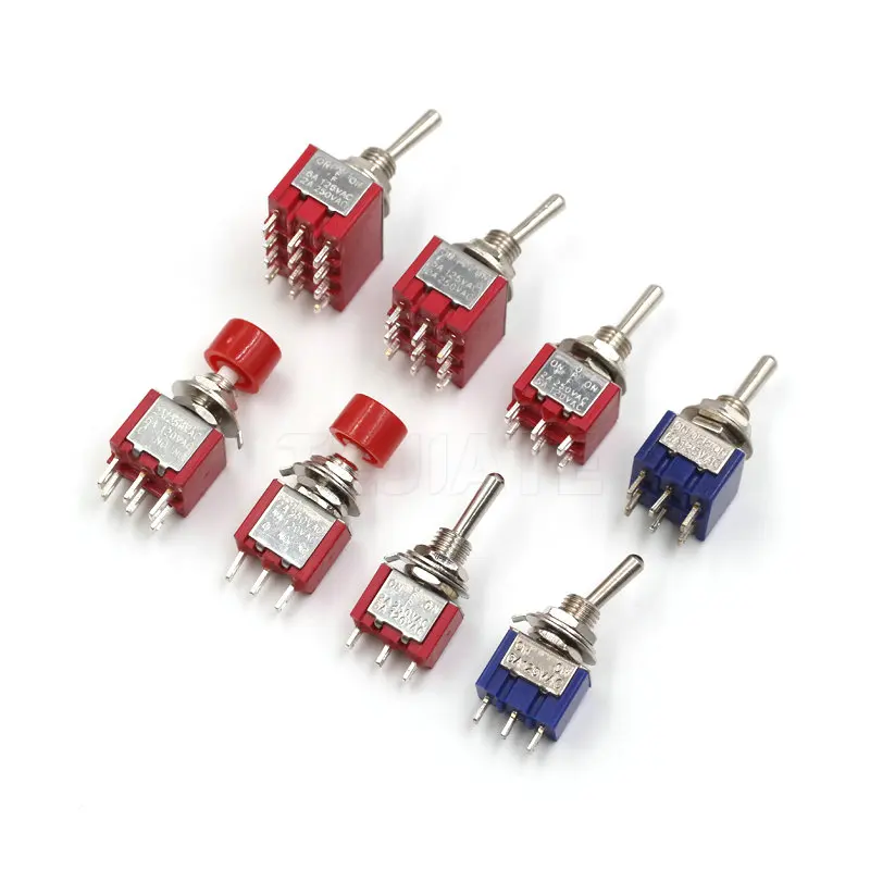 1Pcs MTS-102 MTS 103  MTS 202 Toggle Switch Push Button Switch ON/ON ON-OFF-ON RED 6pins 3PINS 9PINS MTS-403