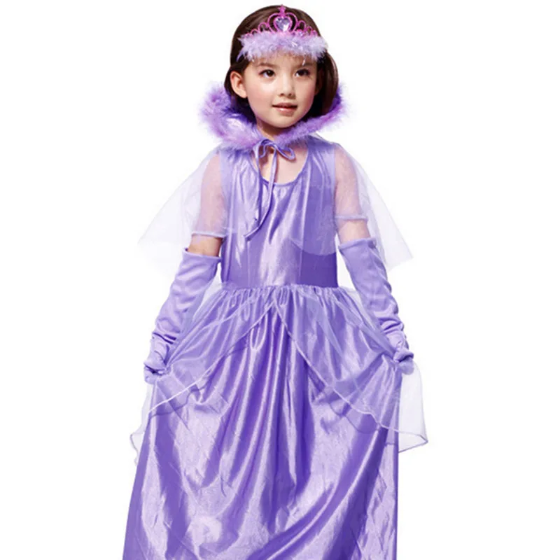 Paarse kleur kinderen meisjes bloemenmeisje prinses kostuum nieuwjaar Kerstmis Halloween carnaval cosplay kleding kinderen fancy dress