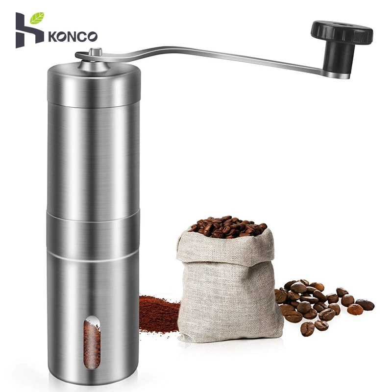 

Konco Stainless Steel Coffee Beans Grinders Mills, Manual Coffee Grinder Pepper Mill,Portable Conical Burr Mill