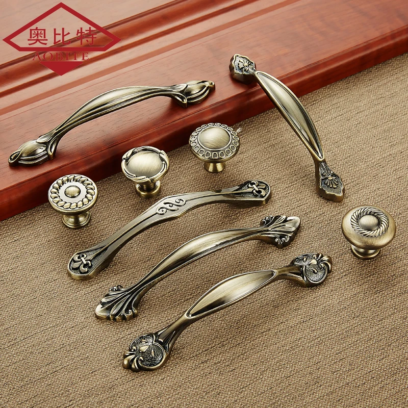 AOBT Antique Dressers Wardrobe Cabinet Handles 96-128mm Kitchen Storage Cupboard Pulls Drawer Closet Knob Furniture Door Handle