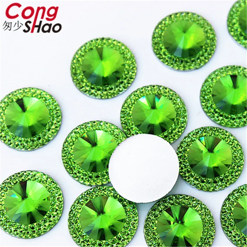 Cong Shao 100PCS 20mm Round Shape Resin Rhinestone Flatback Beads Strass Crystal Stones For Clothes Decoration Craft DIY CS442