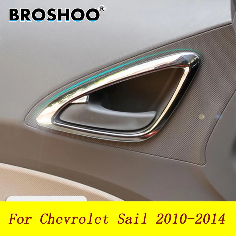 

BROSHOO Car Styling For Chevrolet New Sail Inner Side Door Handle Cover Bezel Trim Styling Frame Decoration Car Sticker 4PCS/LOT