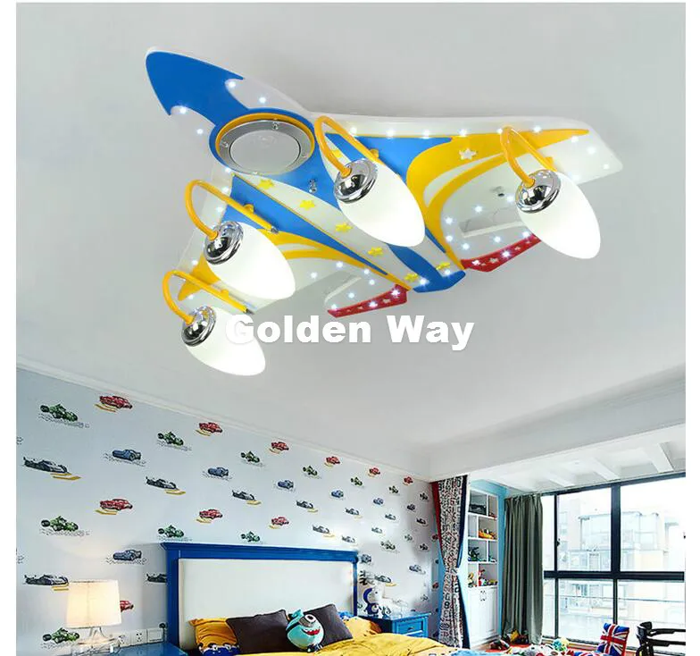 Free shipping Children Ceiling Lamp Boy Children Bedroom Lamp Room Lighting E27 Plane Cartoon Lamp Remote Controller Included