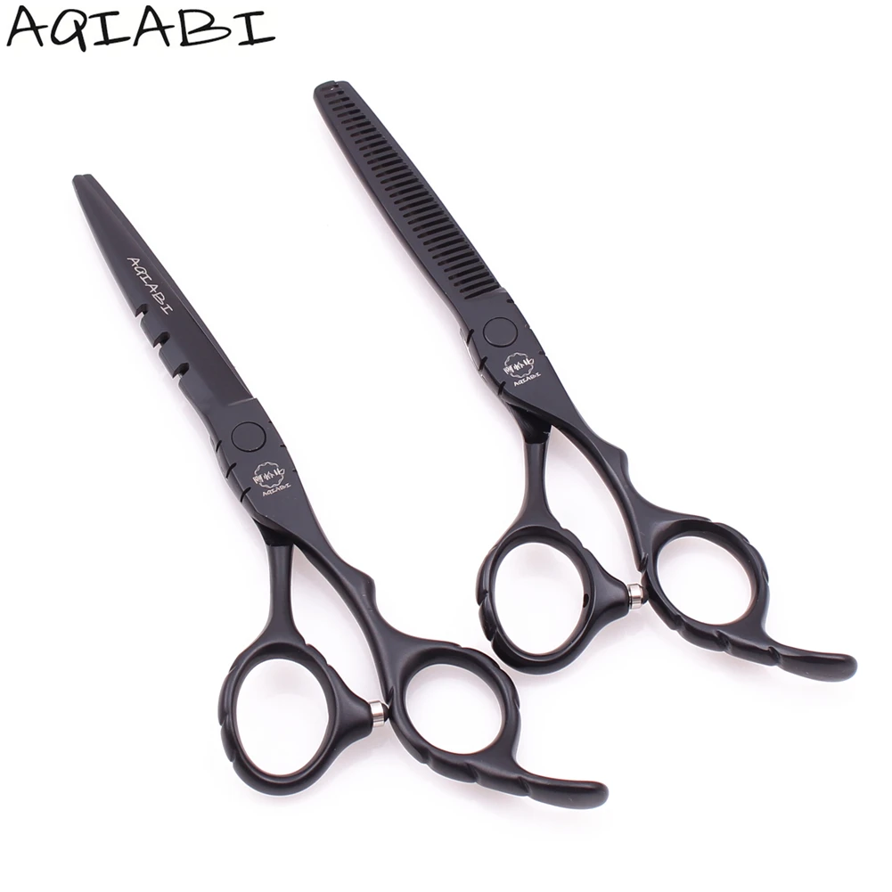 

Professional Hair Scissors 6" AQIABI Stainless Black Stylist Shears Cutting Scissors Thinning Shears Hairdressing Scissors A1010