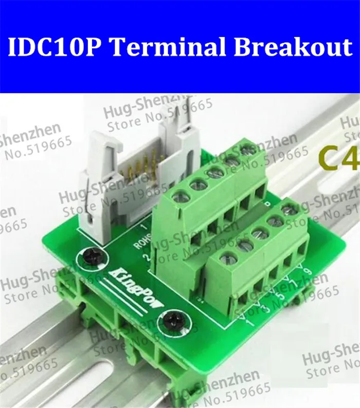 High Quality 10P to terminal PLC to terminal IDC10P terminal breakout with bracket  for C45 Din Rail