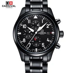 CARNIVAL High Quality Sport watch 100m waterproof Swimming Automatic Watch Men 24 hours Calendar HD Luminous Mechanical watches