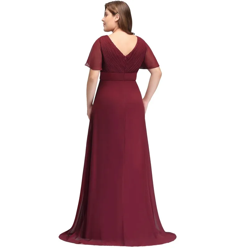 Plus Size Bridesmaid Dresses Long Women V-neck Autumn Winter Birthday Gift for Lady Mother Elegant Party Robe de soiree A-line