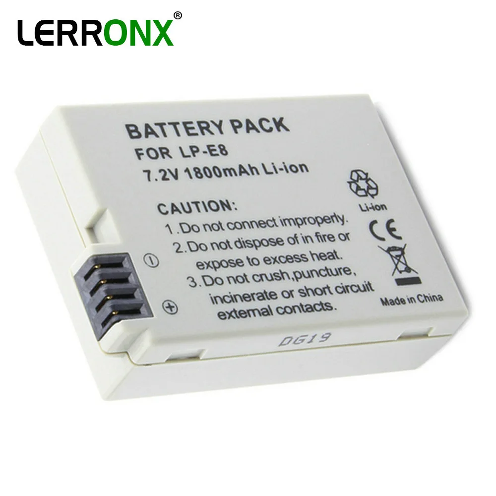 LP-E8 LPE8 Rechargeable Camera Battery 7.2V 1800mAh Lithium for Canon EOS 550D 600D 650D 700D EOS Rebel t2i t3i t4i t5i  X6I