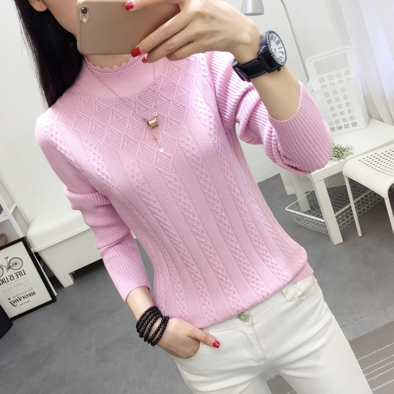 2024 NEW Winter Women Cashmere Sweater Half-high Collar Pullover Bottom Knit Sweater Short Style In Autumn And Winter Sweater