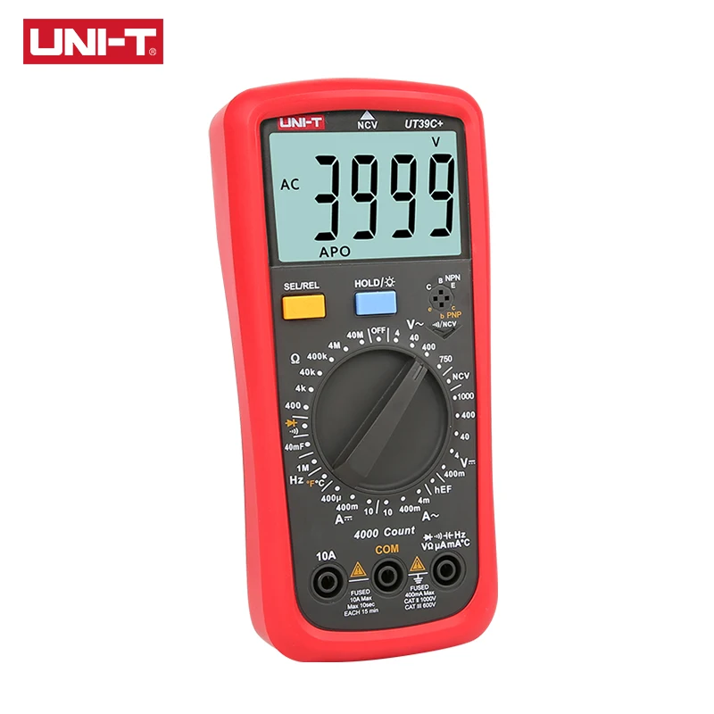 UNI-T UT39C+ Digital Multimeter Auto Range Tester Upgraded from UT39A/UT39C AC DC V/A Ohm /Temp /Frequency/HFE/NCV test