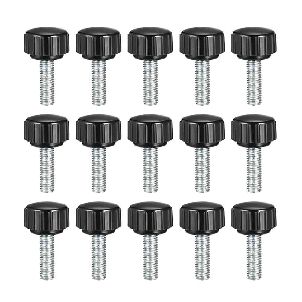 Uxcell 15pcs M4 M5 M6 Knurled Clamping Nut Knob Male Thread Straight Round Head Locking Knob Grip 30mm 20mm 10mm 15mm 16mm Long