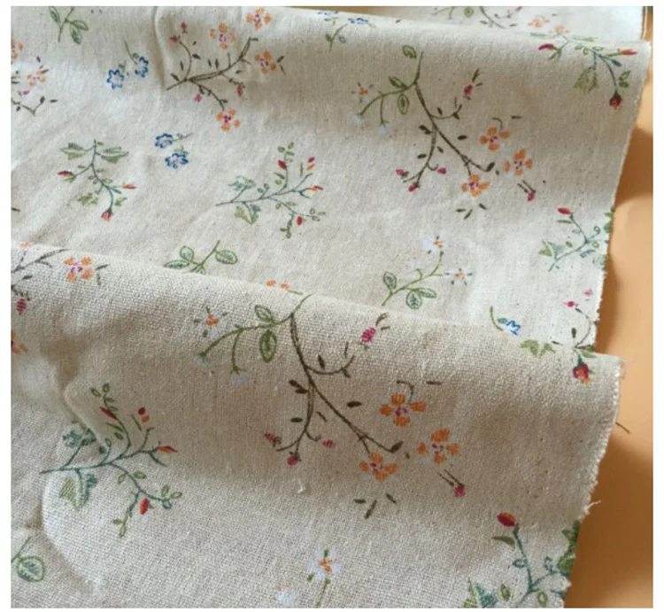 Hot Sale 100*150cm Width Printed Flower Sewing Upholstery Cotton Linen Blend Linen Fabric