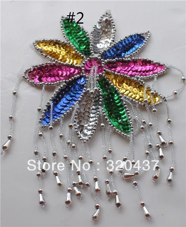 10 Pcs Gold Embroidered Patches Beading Fringe Silver Floral Trims Hair Accessories Corsage 13cm*16.5cm