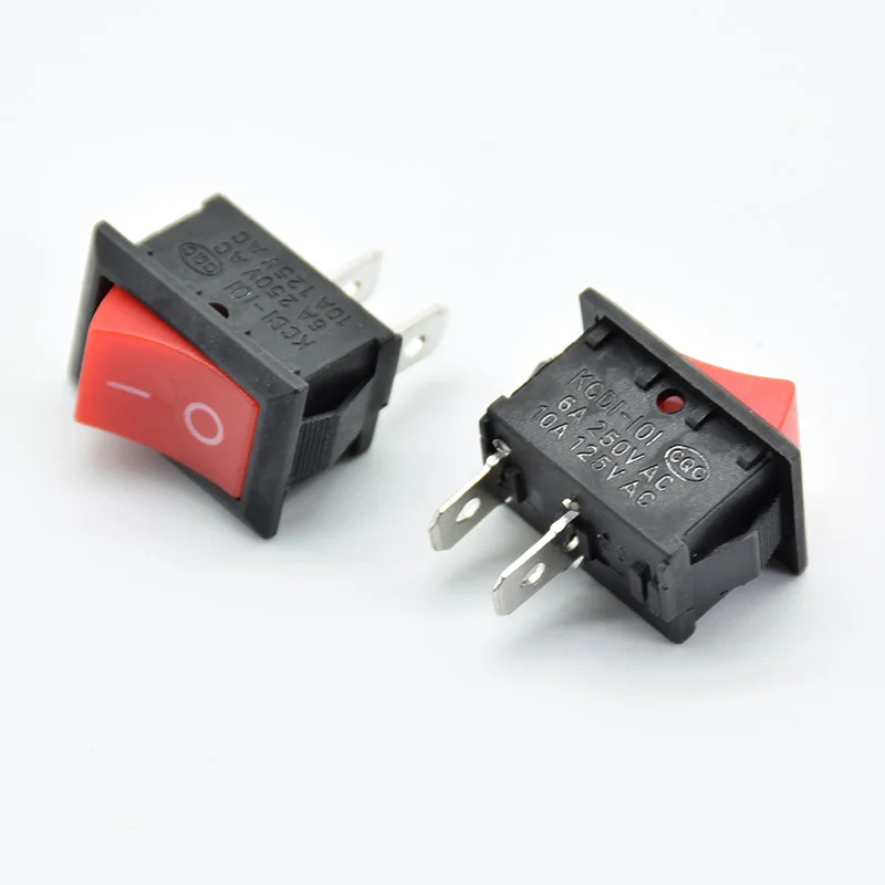 10pcs/lot 21*15 mm 2PIN Kcd1 Boat Rocker Switch SPST Snap-in ON/OFF Position Snap 6A 250V 10A125V High Quality Copper Feet