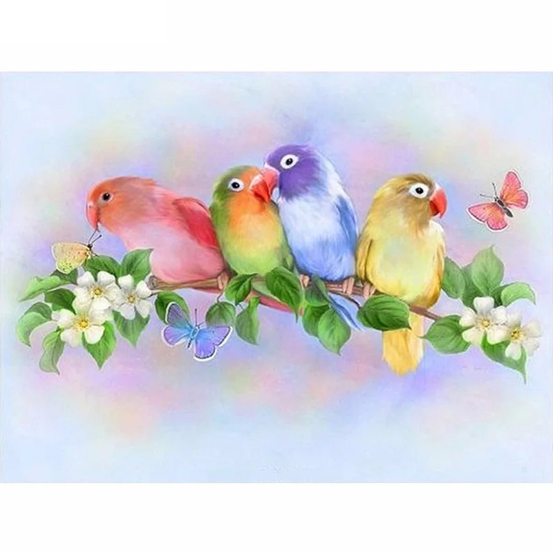 

Full Square/round 5D DIY Diamond Painting "Colorful love bird" Embroidery Cross Stitch Rhinestone Mosaic Painting Decor WG120