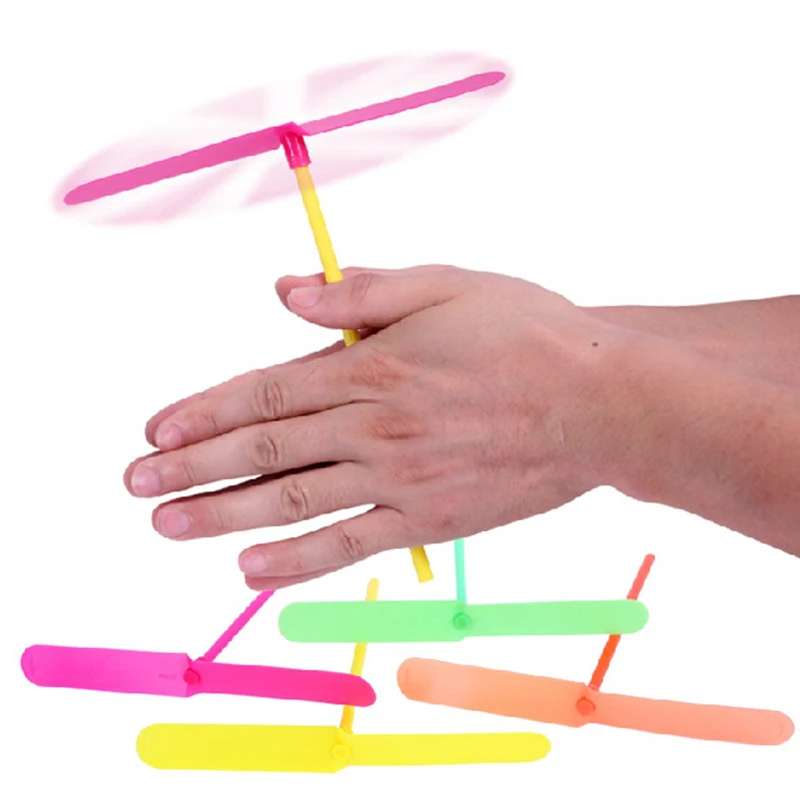 1pc Plastic Hopter Helicopter Bamboo Dragonfly Flying Classic Vintage Toy Traditional Children Outdoor Toys Baby Game