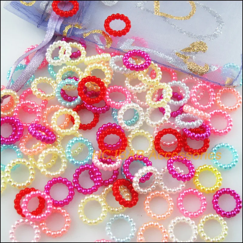 250Pcs Mixed Round Circle Acrylic Plastic Spacer Beads Charms 10mm