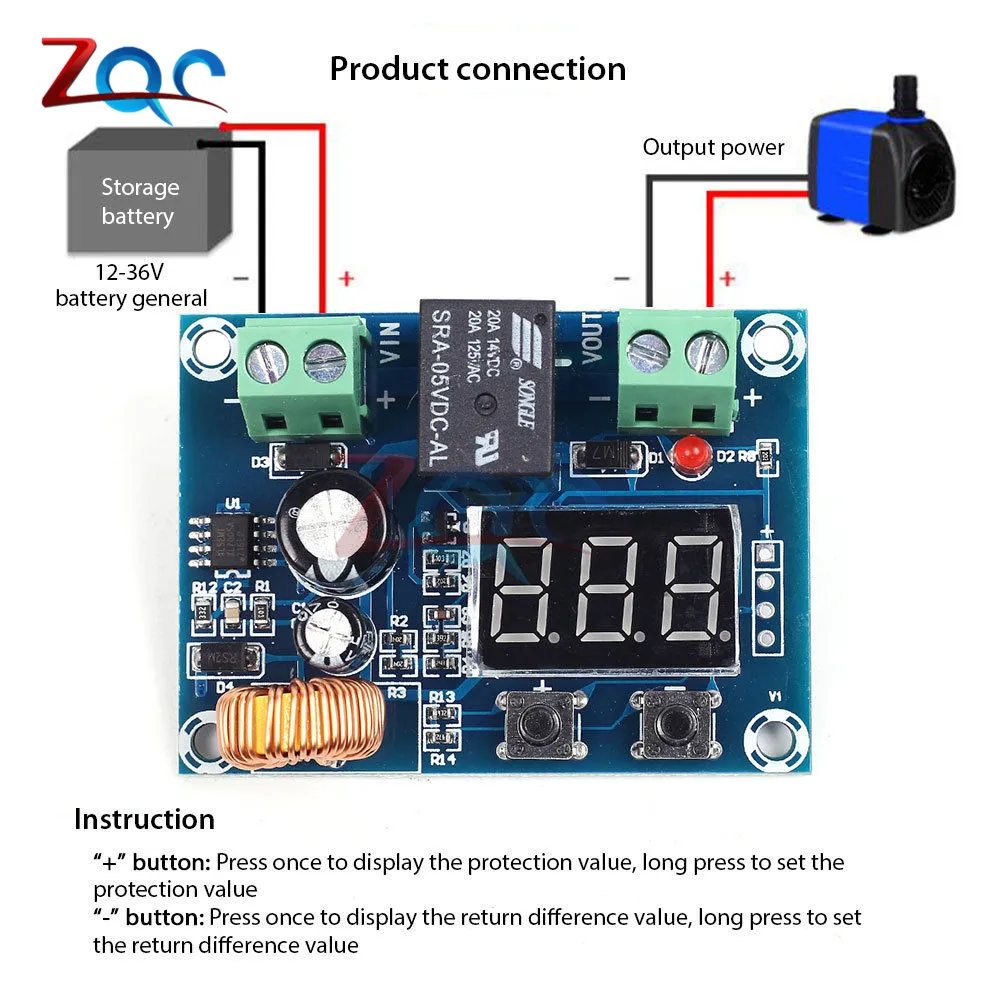 XH-M609 LED Digital Battery Low Voltage Disconnect Module Over Charge/Discharge/Current/Short Circuit Protection Board DC 12-36V