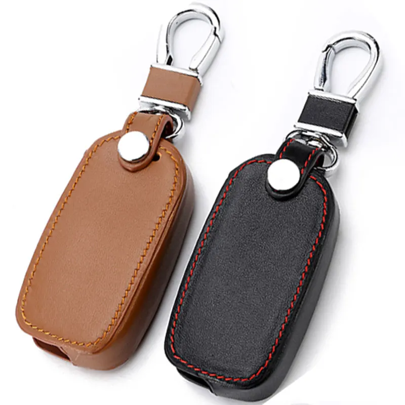 Genuine Leather Keychain Key Ring Cover Case For Skoda Octavia 2 A7 A5 Fabia Superb Car-Styling For VW Polo Golf 4 5 6 Passat