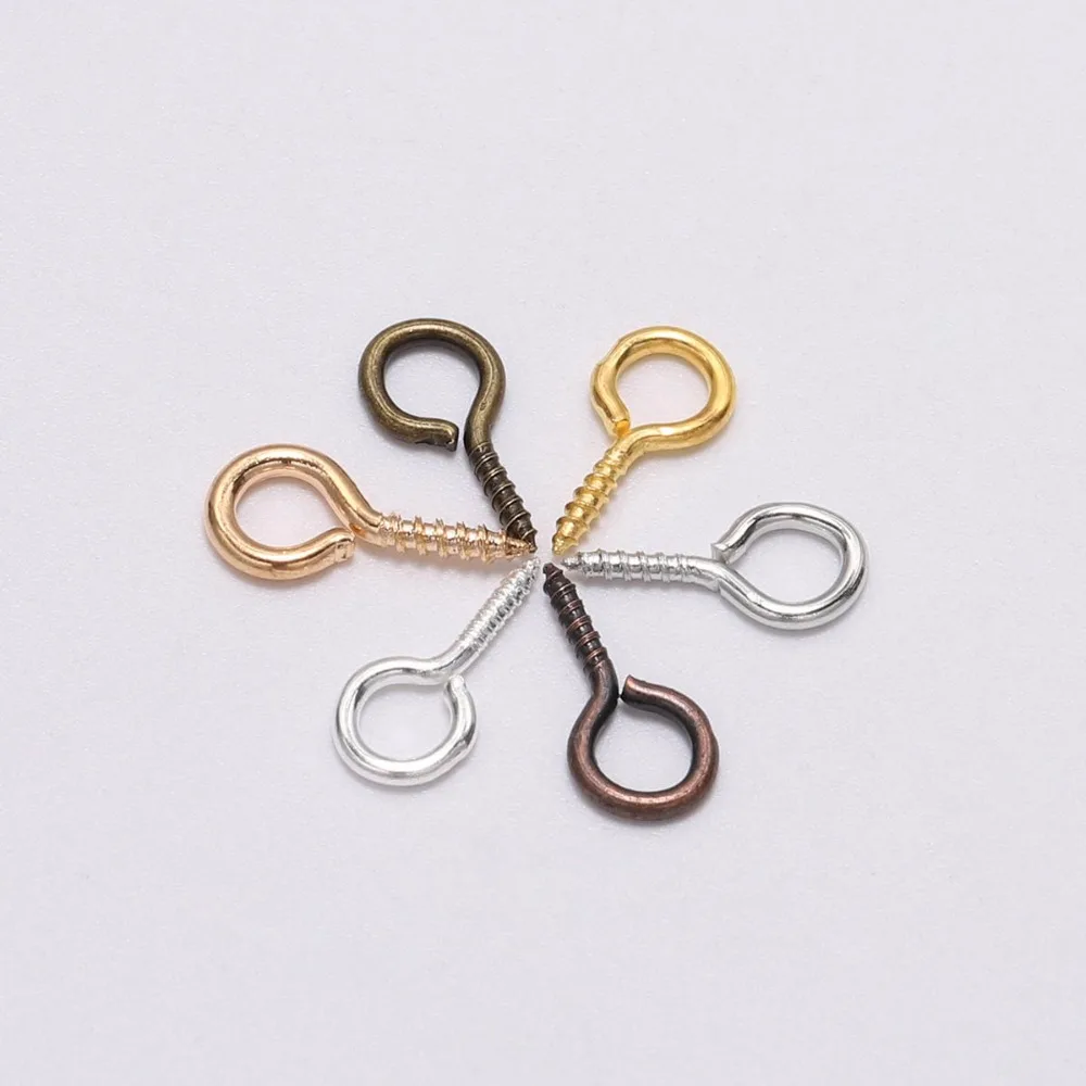 100-200pcs/lot Small Tiny Eye Pins Eyepins Hooks Eyelets Screw Threaded Clasps Hooks Supplies For Jewelry Findings Wholesale