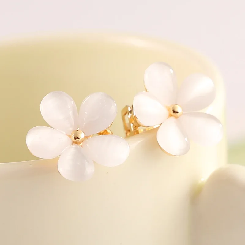 JIOFREE NEW Fashion Flower Opal Clip on Earrings Without Piercing for Women Jewelry Wholesale