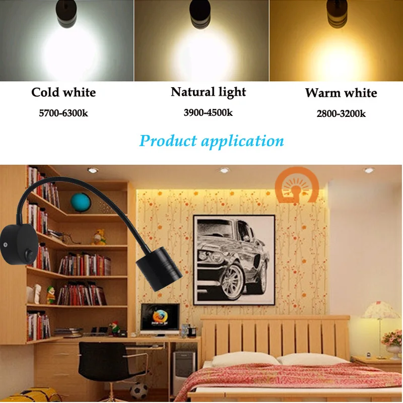 3W 5W LED Hoses Wall Lamp Flexible Home Hotel Bedside Reading Wall Light Modern Fashion Book Lights Aluminum LED Bulbs110V 220V image 6