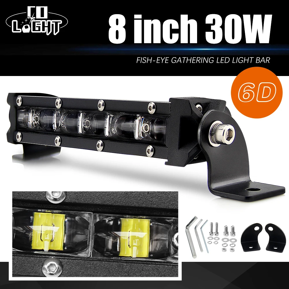 CO LIGHT 6D 8 Inch 30W LED Light Bar Combo Led Work Light For Off Road 4x4 Trucks UAZ ATV 4WD 12V 24V Auto Driving Fog Lights