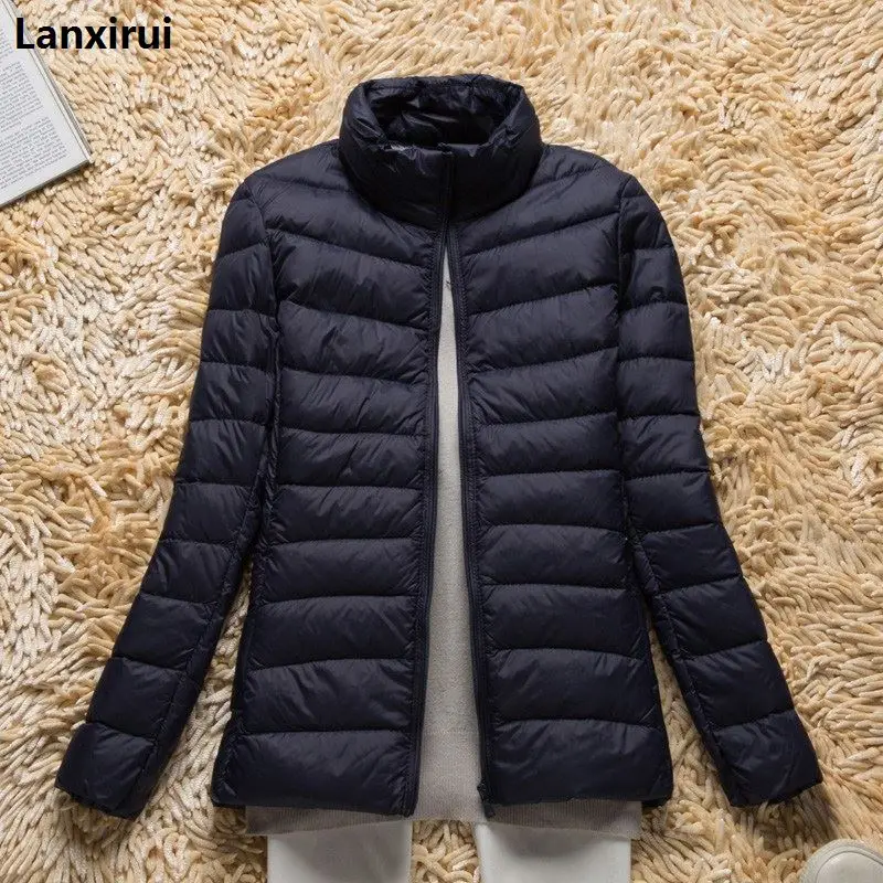 

Winter Autumn Jacket Women Stand Collar Long -Sleeve Short Paragraph Thin And Light Jacket Female Coat Women 7XL