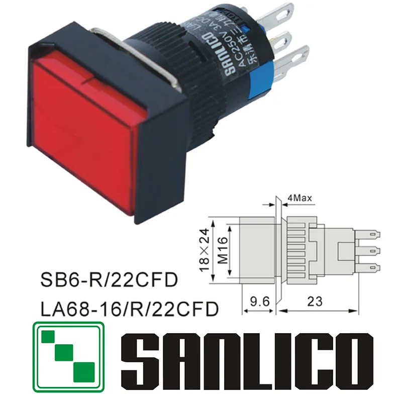 Illuminated Push Button Switch XB6EDW4J1P XB6EDW4B2P LA68 LAS1 LAY SB616R/22CFD Momentary Spring Return Ø16mm