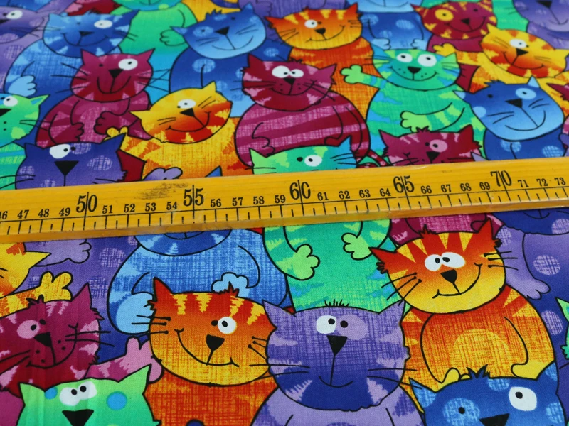 1 meter X 1.1 meter Cartoon cats patchwork sewing digital print fabric cotton tissues