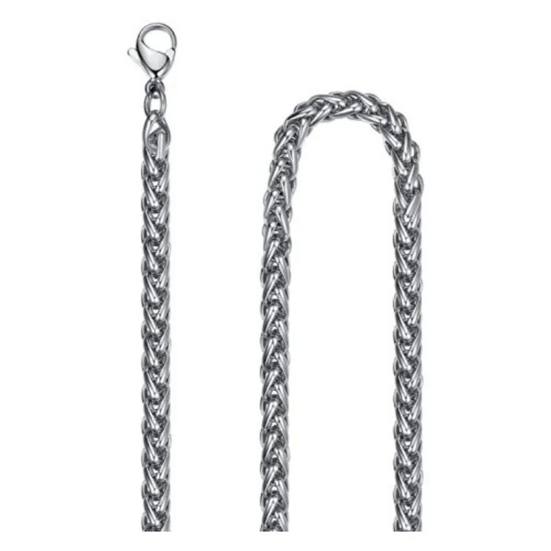 Any Length 3/4mm Wide Mens Chain Necklace Wheat Link Tone Stainless Steel Chain High Quality image 5
