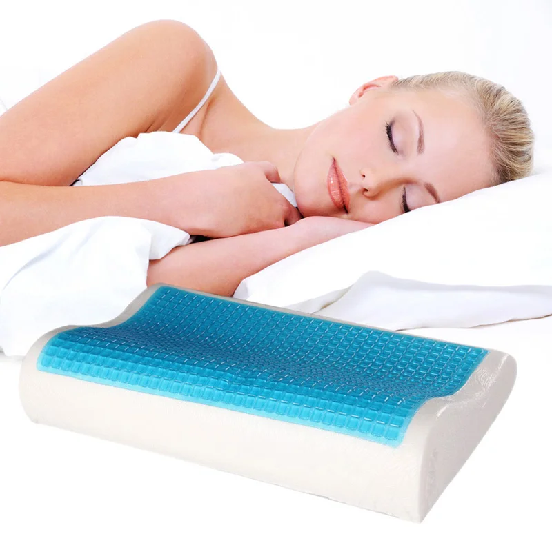 New Design Memory Foam Orthopedic Sleep Blue Cooling Comfort Gel Bed Pillow Cushion Free Shipping