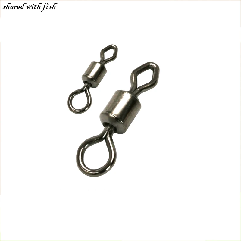 10pcs/lot Round and Diamond Eye Rolling Swivel Fishing Connector Fishing Accessory Fishing Tackle size 4-12