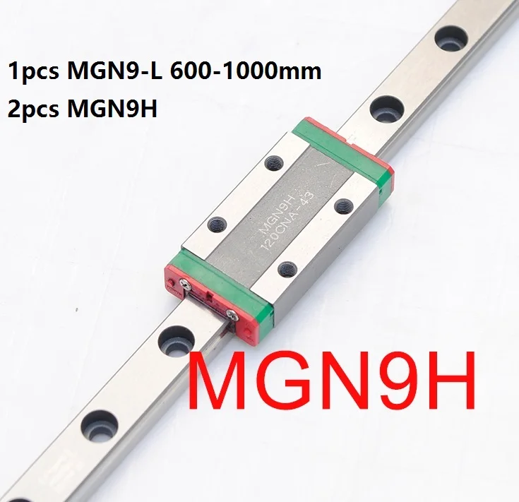 

1pcs 100% Original HIWIN linear guide/rail MGN9 -L 600mm/700mm/800mm/900mm/1000mm + 2pcs MGN9H Mini blocks for CNC parts MGNR9