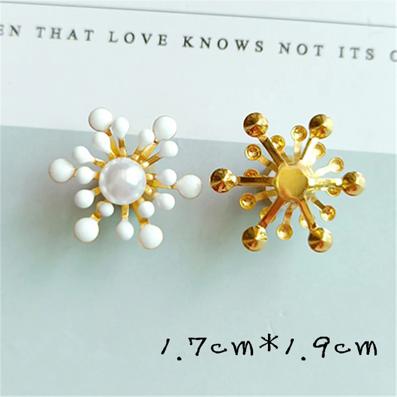 10 pcs/lot Alloy Creative Gold Pearls Rhinestone Buttons Ornaments Earrings Choker Hair DIY Jewelry Accessories Handmade