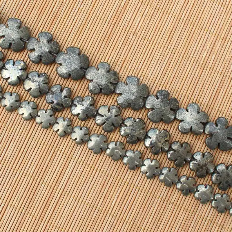 Natural Pyrite Flower shape beads  15inch