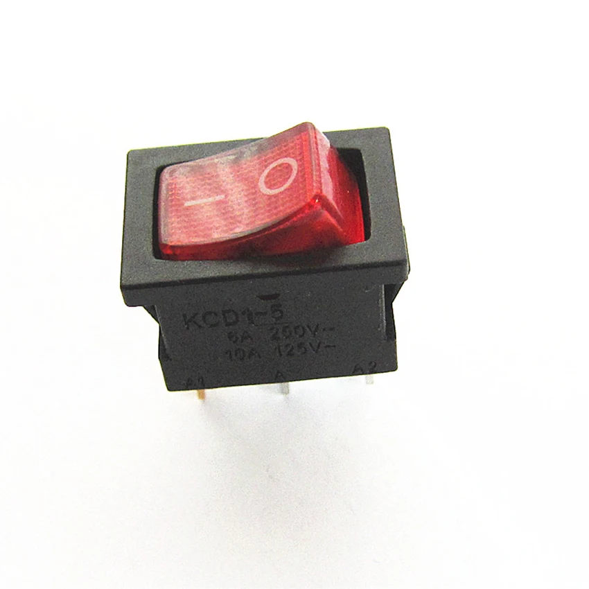 15*21mm KCD1 On-Off 3Pin Boat Car Rocker Switch 6A/10A 250V/125V AC Red  Button Power dispenser switch boat switch