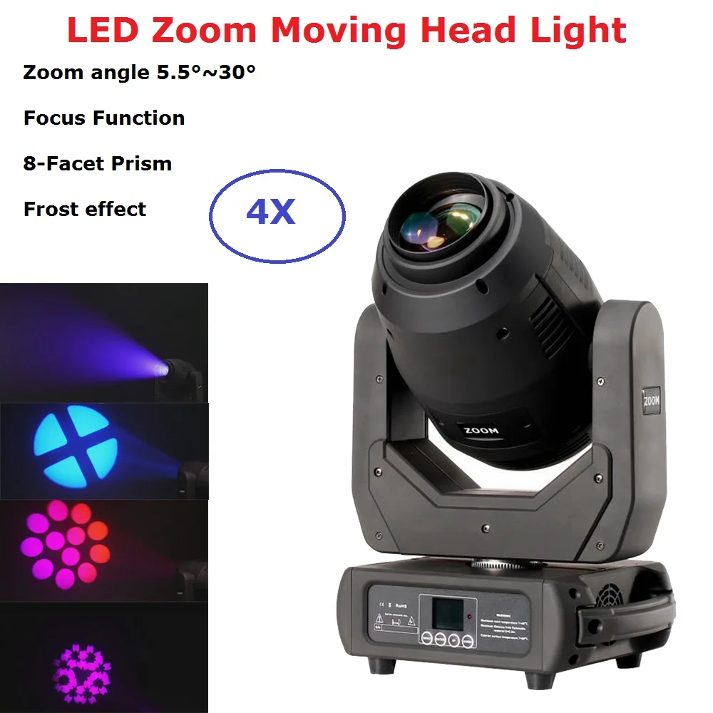 4 in1 Flight Case Pack 250W LED Lyre Zoom testa mobile Light Beam Spot Wash Light DJ Stage Light Nightclub Wedding Dj Equipment