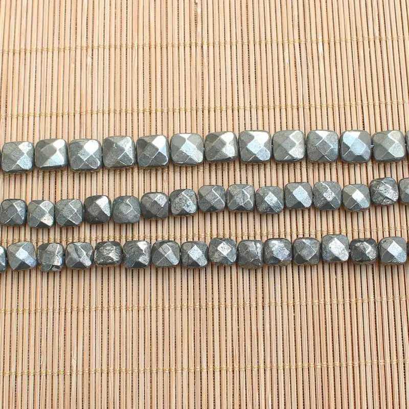 Natural Pyrite Faceted Square Loose Beads 15inch per strand,For DIY Jewelry Making !We provide mixed wholesale for all items!