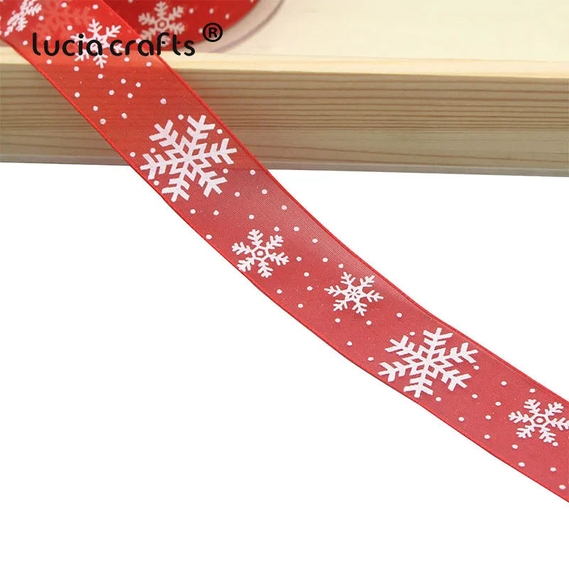 5yard 10mm/25mm Snowflake Printer Organza Ribbon DIY Bowknot Gift Wrapping For Christmas Gift Decor P0303