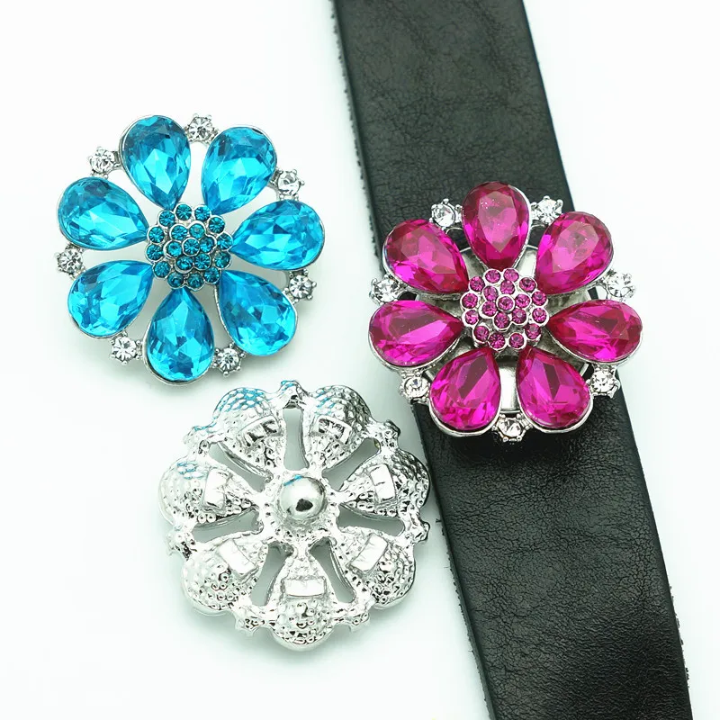 Fashion beauty Rhinestone flower 28MM metal snap buttons big style fit DIY 18mm snap jewelry wholesale KZ3295