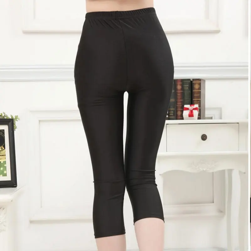 NDUCJSI-Leggings brilhantes esticadas elásticas altas para mulheres, calças curtas casuais, design neon múltiplo, leggings cáqui das meninas, cáqui