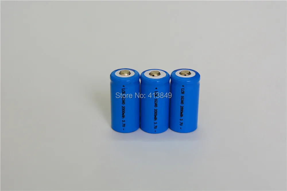 Factory sales 100PCS/LOT  SLW 16340 3.7V Rechargeable Battery 2000mAh for LED Flashlight,Laser pen.