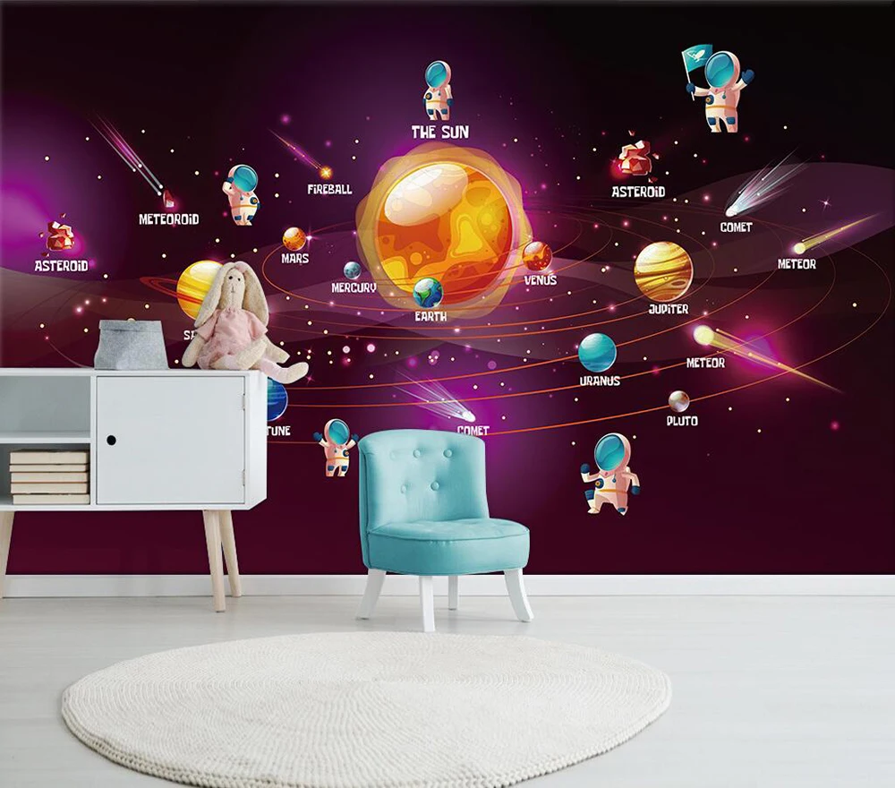 

Custom wallpaper Cartoon planet solar system background wall